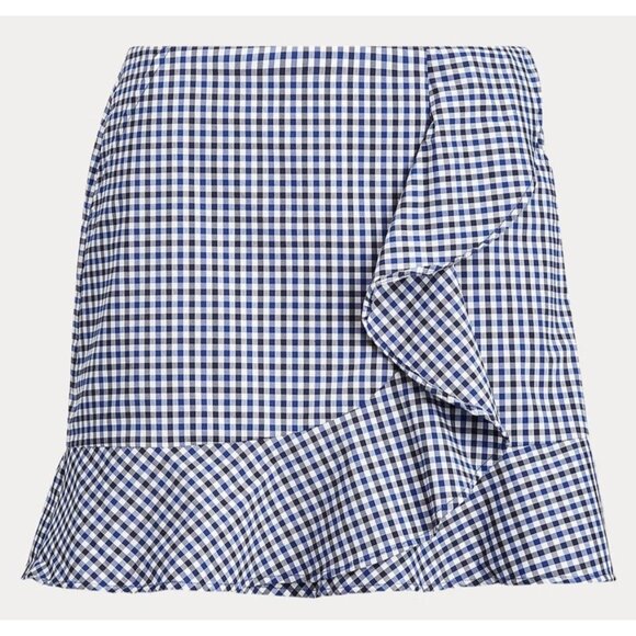 Ralph Lauren Pants - NEW Ralph Lauren Flounce Gingham Golf Skort Skirt Navy White Size 6 Ruffle Hem